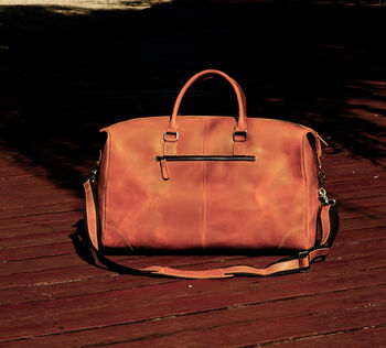 Genuine Leather Duffel With Zip Pocket, 3 of 12