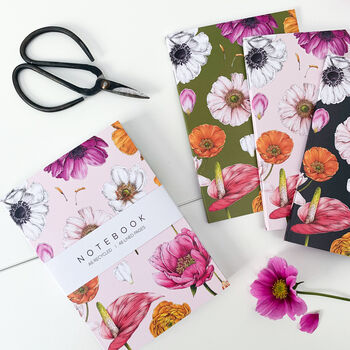 Pack Of Three Notebooks Floral Brights, 2 of 2