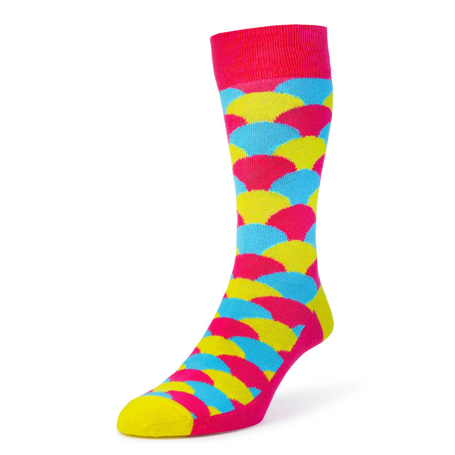 pink, yellow and blue fan sock by bryt | notonthehighstreet.com