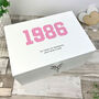 Personalised Year Milestone White Wooden Memory Box 18th, 21st, 50th Birthday And Anniversary Gift, thumbnail 7 of 12