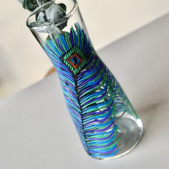 Peacock Feather Hand Painted Bud Vase, 2 of 5