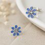 Sterling Silver Blue Forget Me Not Flower Tiny Stud Earrings, thumbnail 1 of 10