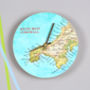 Personalised Map Location Round Wall Clock For Him, thumbnail 1 of 4