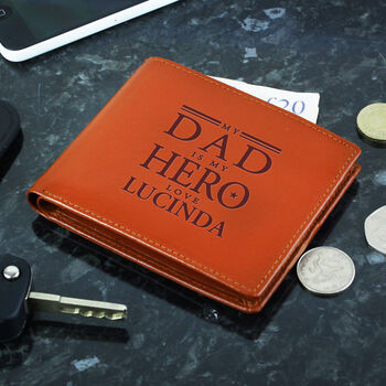 My Dad My Hero Tan Leather Wallet, 2 of 5