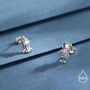 Mismatched Astronaut And Rocket Stud Earrings In Sterling Silver With Simulated Moonstone, thumbnail 2 of 11