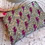 Pink Bolt Glitter Clutch Bag, thumbnail 1 of 5