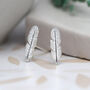 Feather Stud Earrings In Sterling Silver, thumbnail 4 of 12