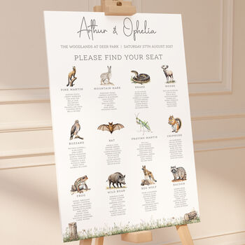 Woodland Wedding Animal Seating Plan, 2 of 8