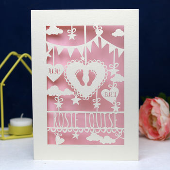 Personalised Papercut Baby Card, 9 of 9