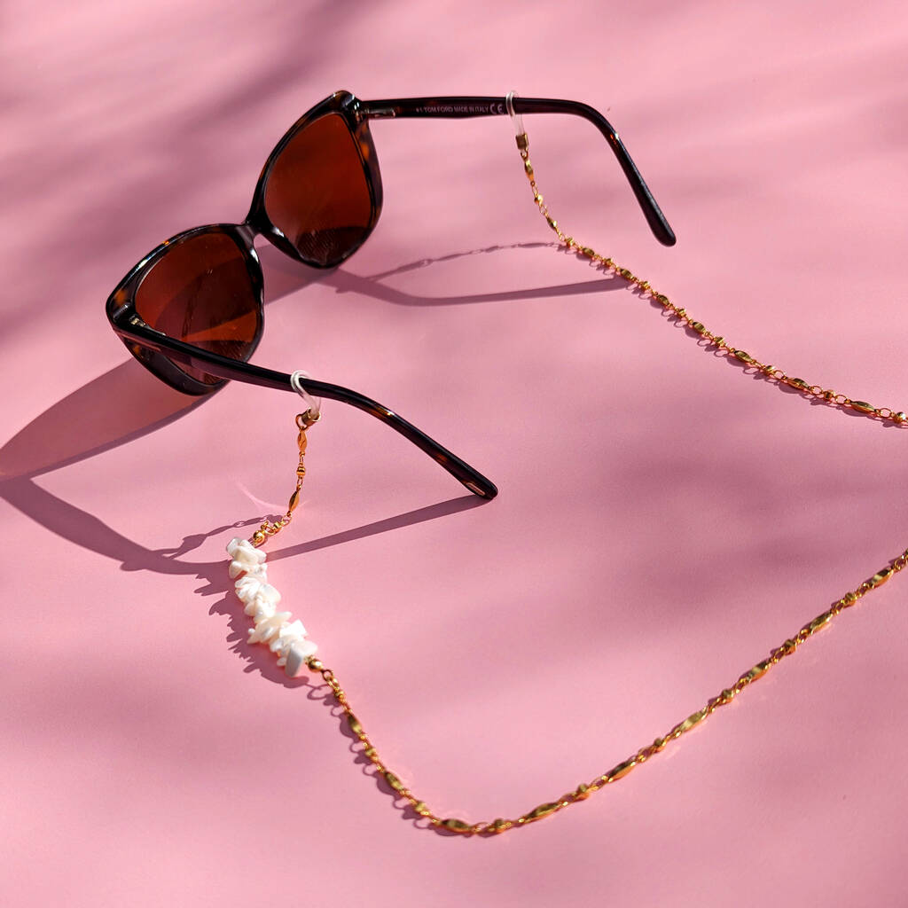 Chain And Mother Of Pearl Sunglasses Chain By Lucent Studios