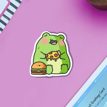 Cute Foodie Frog Vinyl Sticker, 7 of 8