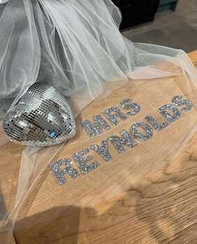 Personalised Bow Veil With Crystal Letter Embellishment, 5 of 8
