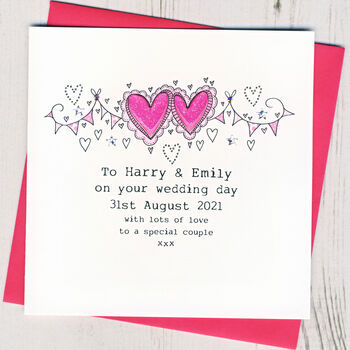 Personalised Hearts Wedding Card, 2 of 3