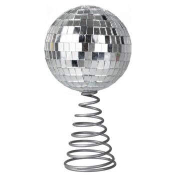 Silver Disco Ball Christmas Tree Topper, 2 of 3