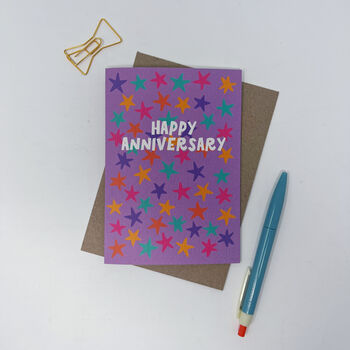 Colourful 'Happy Anniversary' Congratulations Card, 2 of 6
