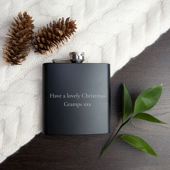 Personalised Merry Christmas Black Hip Flask, 2 of 3
