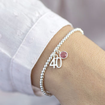 40th Birthday Beaded Birthstone Charm Bracelet, 4 of 9