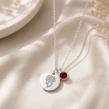 Personalised Double Sides Engrave Necklace Birthstone, 2 of 12