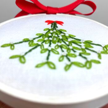 Diy Christmas Mistletoe Decoration/Embroidery Kit, 9 of 11