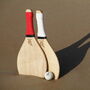 'The Ouen' Personalised Handmade Wooden Beach Bat Set, thumbnail 5 of 9