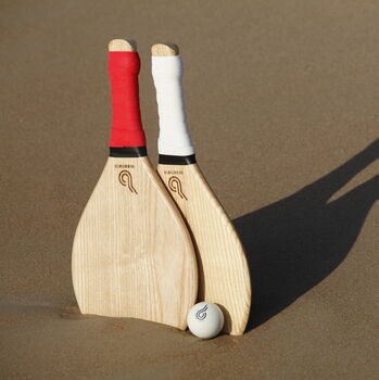 'The Ouen' Personalised Handmade Wooden Beach Bat Set, 5 of 9