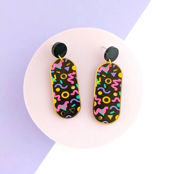 80's Style Memphis Pattern Acrylic Earrings, 3 of 6