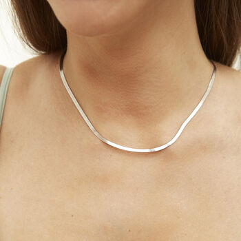 Herringbone Sterling Silver Flat Chain Necklace, 6 of 12