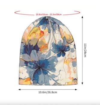 Chemo Headwear Beanie Hat Bandana Yellow Blue Flowers Super Soft, 4 of 6