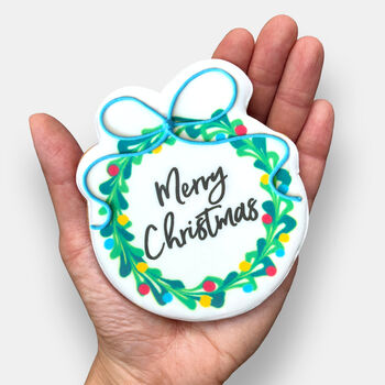 Merry Christmas Wreath Letterbox Iced Cookie, 2 of 11
