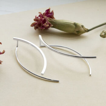 Sterling Silver Fine Bow Threader Earrings, 2 of 3