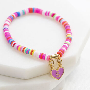 Personalised Enamel Heart Colourful Stretch Bracelet, 2 of 5