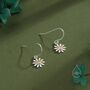 Aster Flower Drop Hook Earrings In Sterling Silver, thumbnail 2 of 10