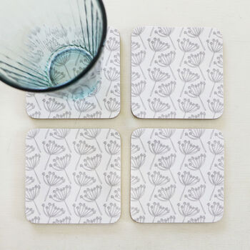 Set Of Dove Grey Cow Parsley Coasters, 2 of 3