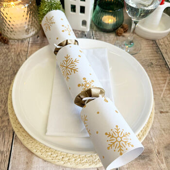 White With Gold Snowflake Christmas Crackers X6, 5 of 8
