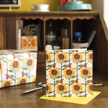 'Sunflower Birds' Luxury, Recycled Wrapping Paper Pack, 2 of 6