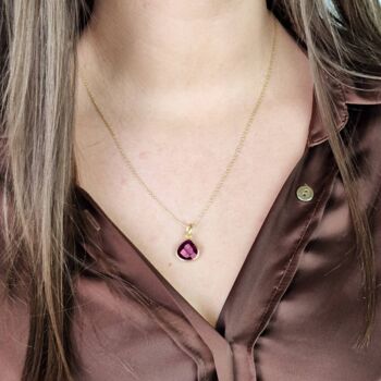 Pink Tourmaline October Birthstone Gold Plated Necklace, 3 of 6
