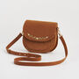 Tan Floral Faux Suede Embroidered Saddle Bag, thumbnail 7 of 9