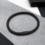 Men's Personalised Special Date Slim Woven Leather Black Clasp Bracelet, thumbnail 1 of 7