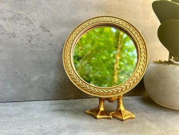 Gold Duck Leg Tabletop Mirror Round Vanity Accent Decor, 2 of 8