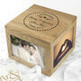 Personalised Couples Heart Frame Oak Photo Keepsake Box, thumbnail 1 of 6