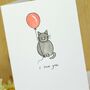 Personalised 'Cat With Balloon' Handmade Card, thumbnail 3 of 9