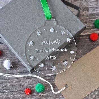 Personalised Acrylic 'First Christmas' Decoration, 3 of 3