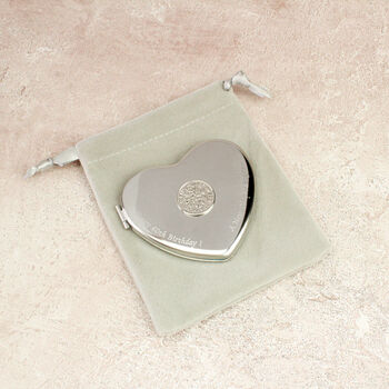 Personalised 60th Birthday Sixpence Heart Compact Mirror, 5 of 8