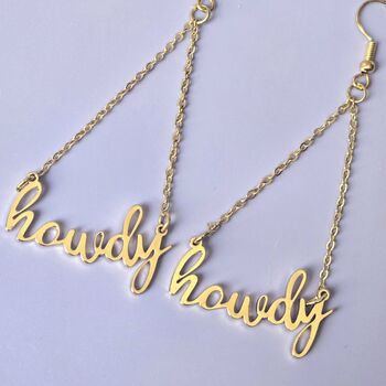 Howdy Script Earrings, 2 of 4