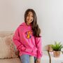 Pink Kids Rainbow Embroidered Initial Hoodie, thumbnail 3 of 4