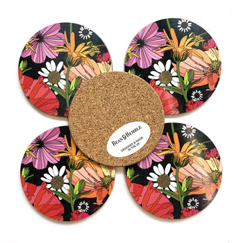 Poppy Coasters Boxed Set Of Four Round Heat Resistant, 8 of 10
