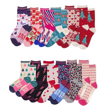 12 Day Christmas Advent Calendar Graphic Prints Bamboo Socks Women's, 2 of 3