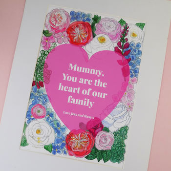 Mummy Watercolour Flowers Personalised Print, 3 of 8