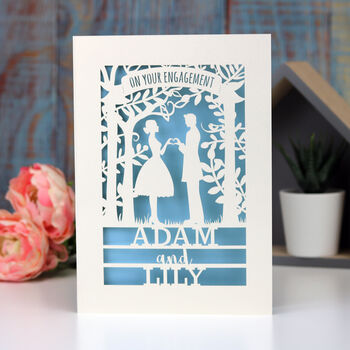 Personalised Papercut Couple Engagement Card, 3 of 6