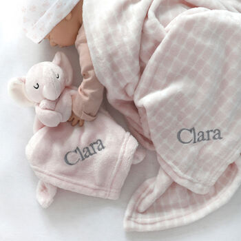 Personalised Pink Elephant Comforter And Blanket Set, 5 of 12
